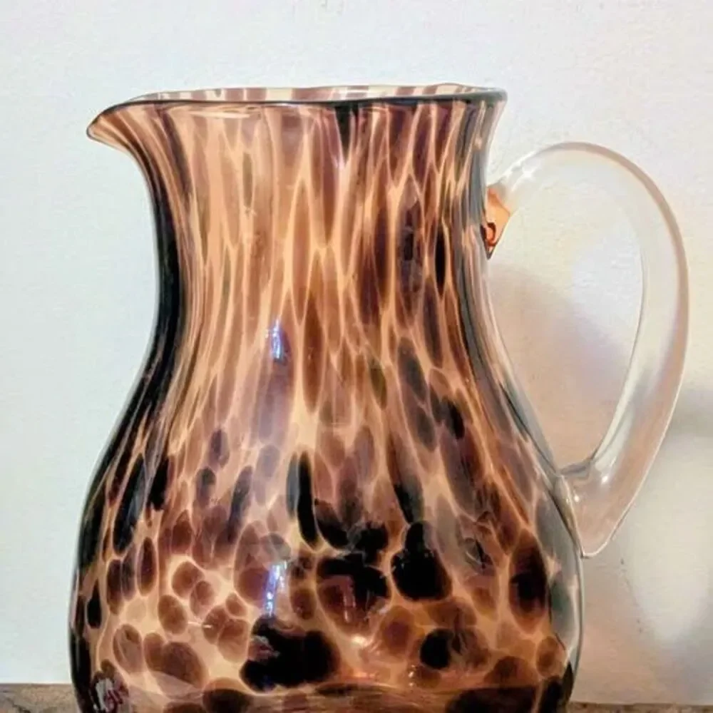 Hand Blown Tortoiseshell Glass Pitcher